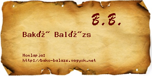 Bakó Balázs névjegykártya